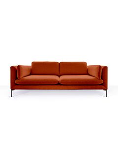 Douglas Low Arm Three Seater Sofa - Luxury Linen Burnt Orange